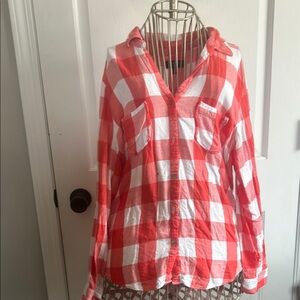 Red and White Checkered Button-Up Shirt